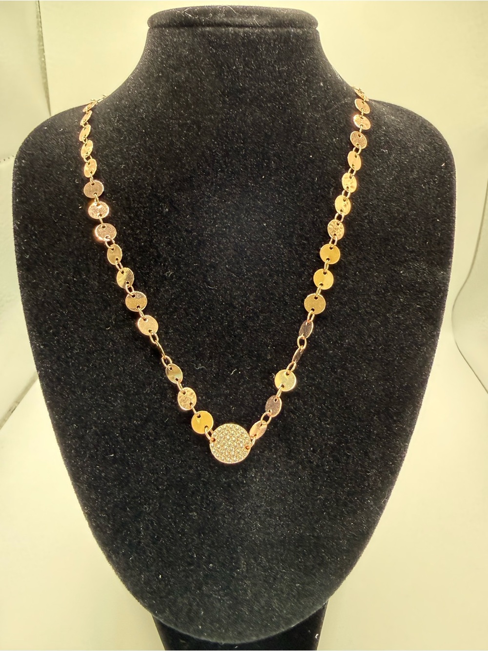 Park Lane Confetti Rose Gold Disc Station Necklace with Pavé Pendant